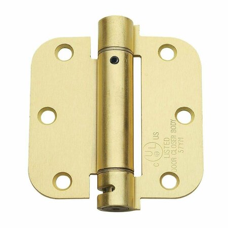 GLOBAL DOOR CONTROLS 3.5 in. x 3.5 in. Satin Brass Steel Spring Hinge with 5/8 in. Radius (Set of 2) CPS3535-R-US4-M